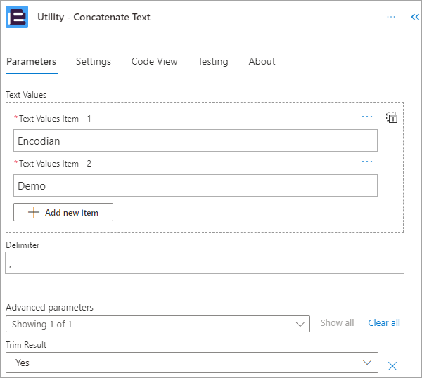 Utility - Concatenate Text – Encodian Customer Help