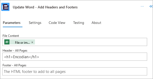 Update Word - Add Headers And Footers – Encodian Customer Help